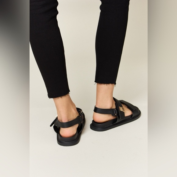 WILD DIVA Velcro Double Strap Slingback Sandals - Picture 2 of 7